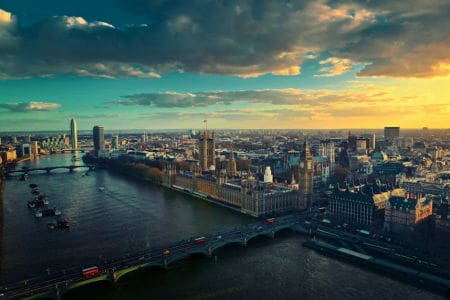 Arial view of the City Of London